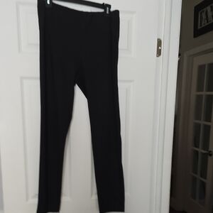 Adrianna Papell Black With White Dots Pull On Straight-Leg Pants Size Small